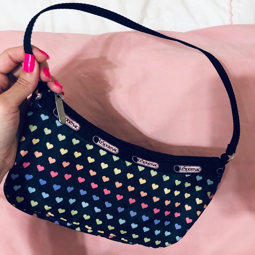 Lesportsac Tiny Heart Rainbow Pattern Purseurse S… - image 1